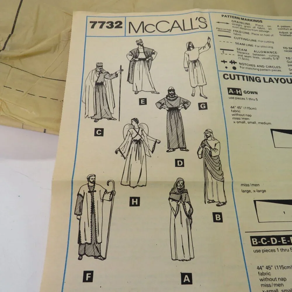 McCalls 7732 Sewing Pattern MED 36 - 38 Nativity Costumes